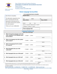 &quot;Home Language Survey (Hls)&quot; - Rhode Island
