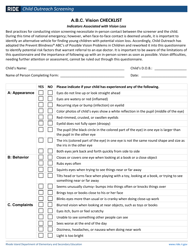 Document preview: A.b.c. Vision Checklist - Rhode Island