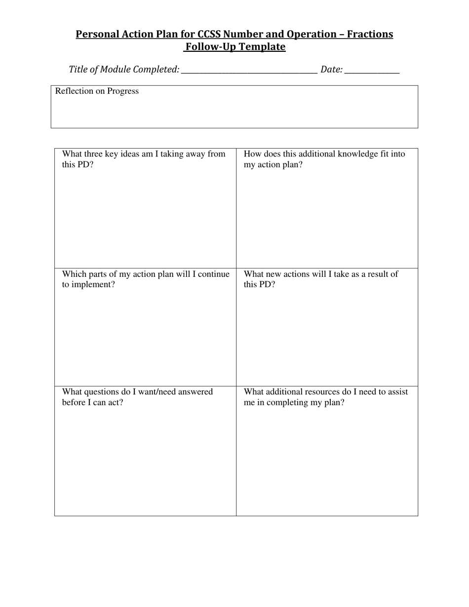 Personal Action Plan for Ccss Number and Operation - Fractions Initial Template - Rhode Island, Page 2