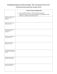 Building Background Knowledge: the Conceptual Focus for Fraction Instruction by Grade Level - Rhode Island, Page 3