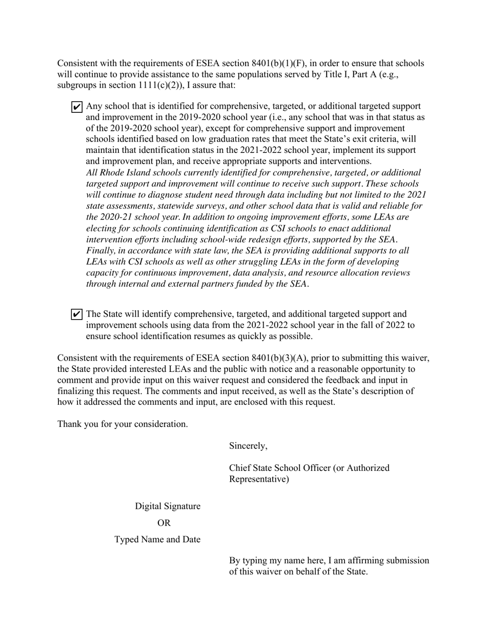 Essa Accountability Waiver - Rhode Island, Page 3