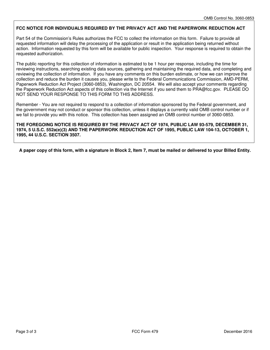 FCC Form 479 Certification by Administrative Authority to Billed Entity of Compliance With the Childrens Internet Protection Act, Page 3