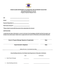 Document preview: Statewide Bond/Pay-As-You-Go Progress Payment Request Form - Rhode Island
