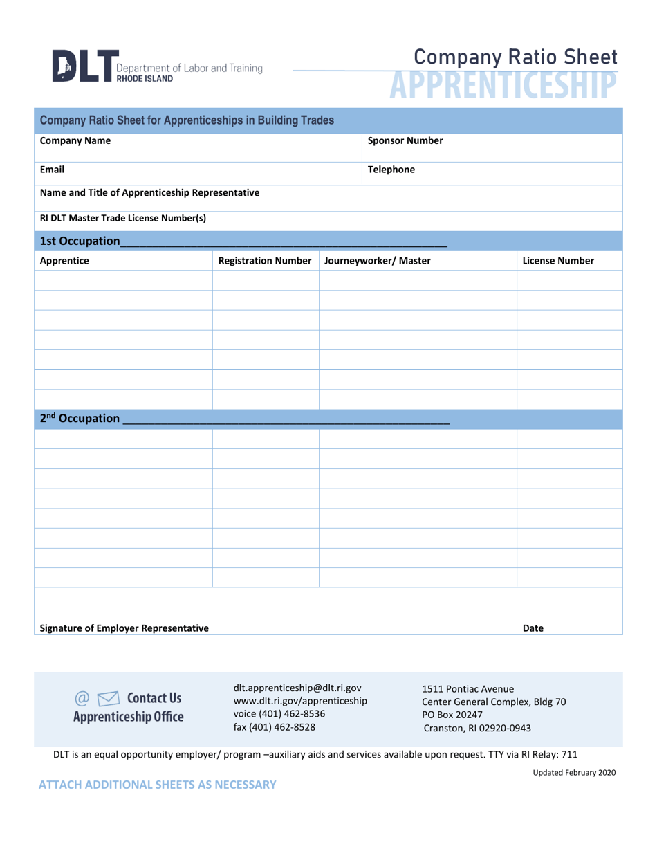 Rhode Island Company Ratio Sheet - Fill Out, Sign Online and Download ...