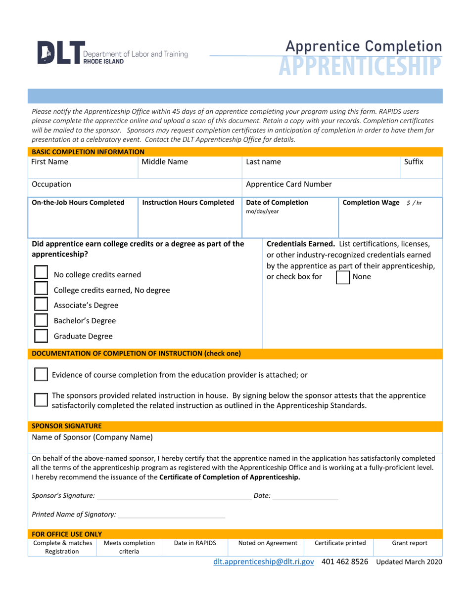 Apprentice Completion - Rhode Island, Page 1