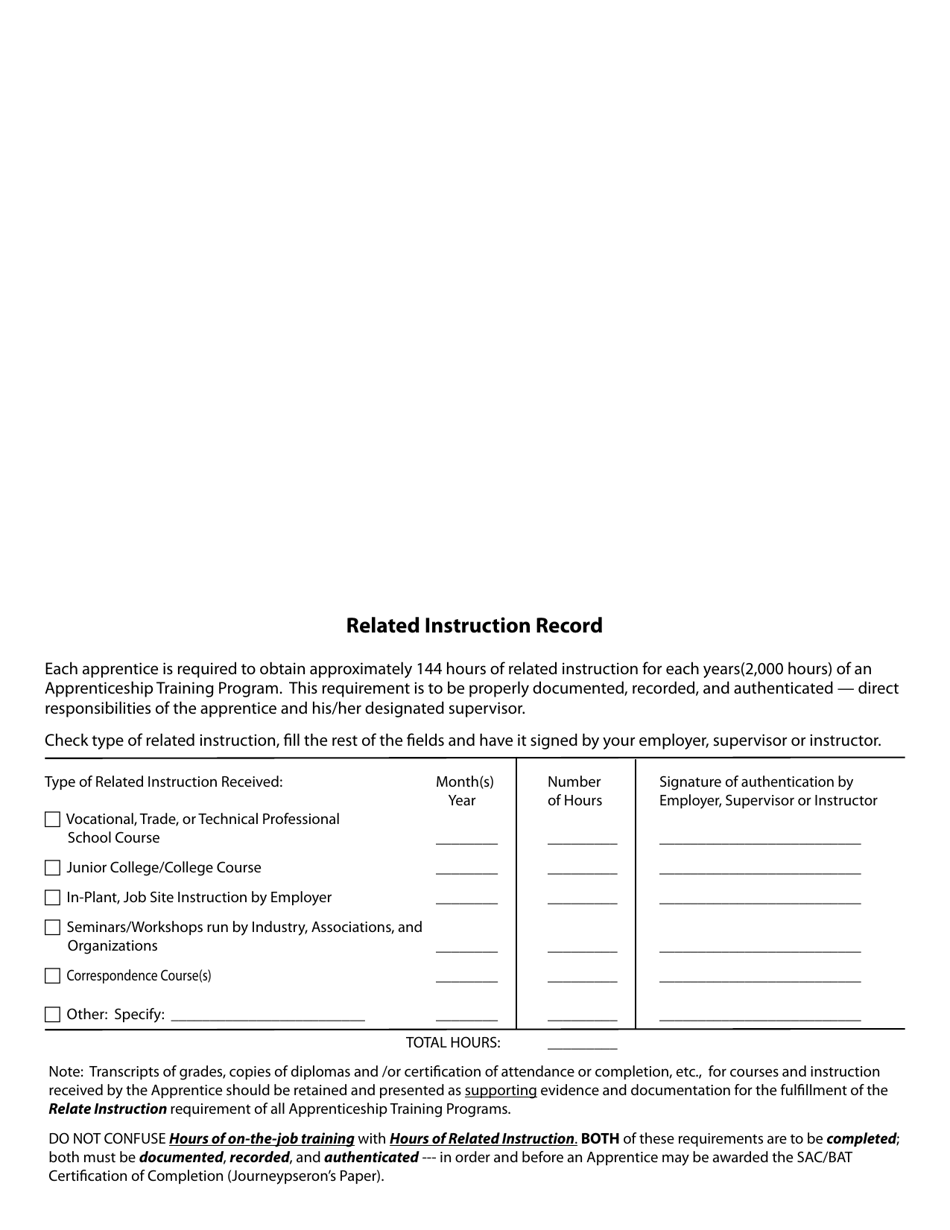 Example of Monthly Record Book for Apprentices - Rhode Island, Page 18