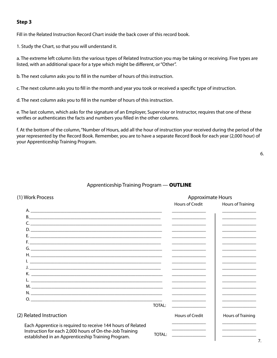 Example of Monthly Record Book for Apprentices - Rhode Island, Page 5