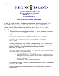 Document preview: Form TDI-IME Impartial Medical Examiner's Agreement - Rhode Island