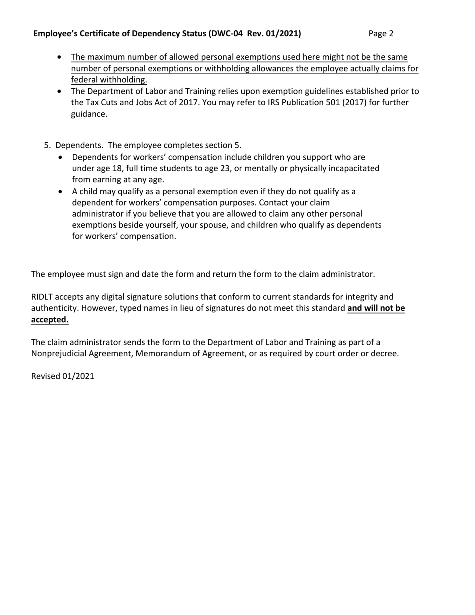 Form DWC-04 Download Fillable PDF Or Fill Online Employee's Certificate ...
