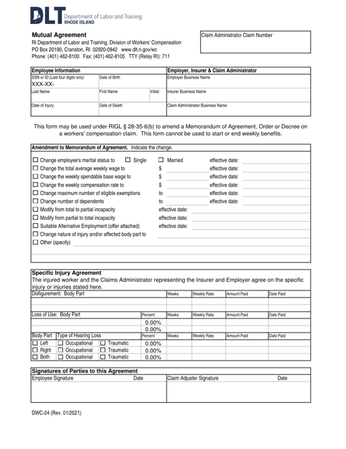 Form DWC-24  Printable Pdf