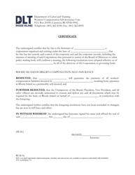 Document preview: Form RI SI-9A Certificate - Rhode Island