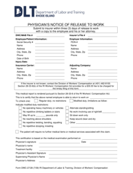 Document preview: Form DWC-27/28 Physician's Notice of Release to Work - Rhode Island