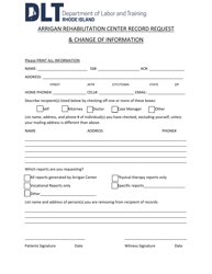Document preview: Arrigan Rehabilitation Center Record Request & Change of Information - Rhode Island