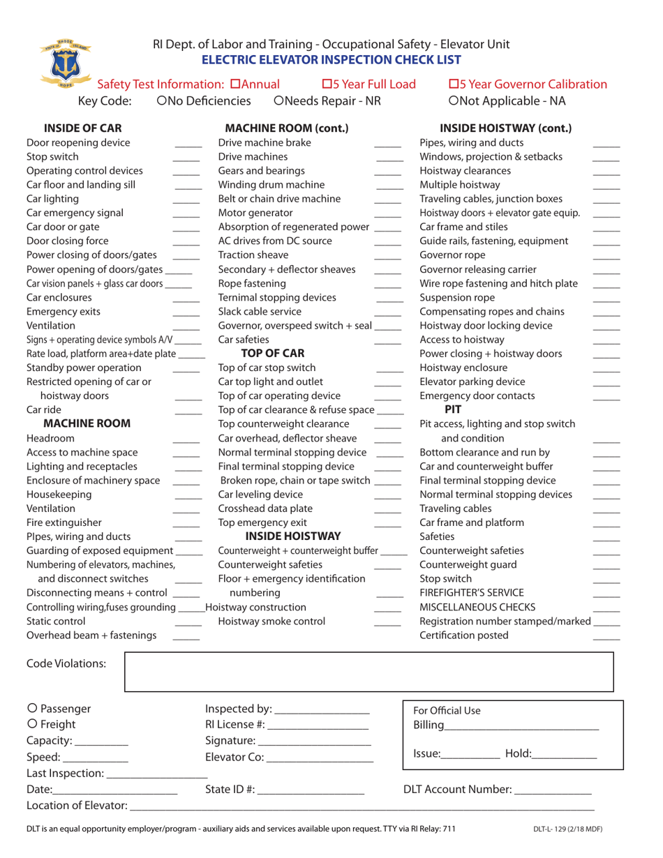 Form DLTL129 Fill Out, Sign Online and Download Fillable PDF, Rhode Island Templateroller