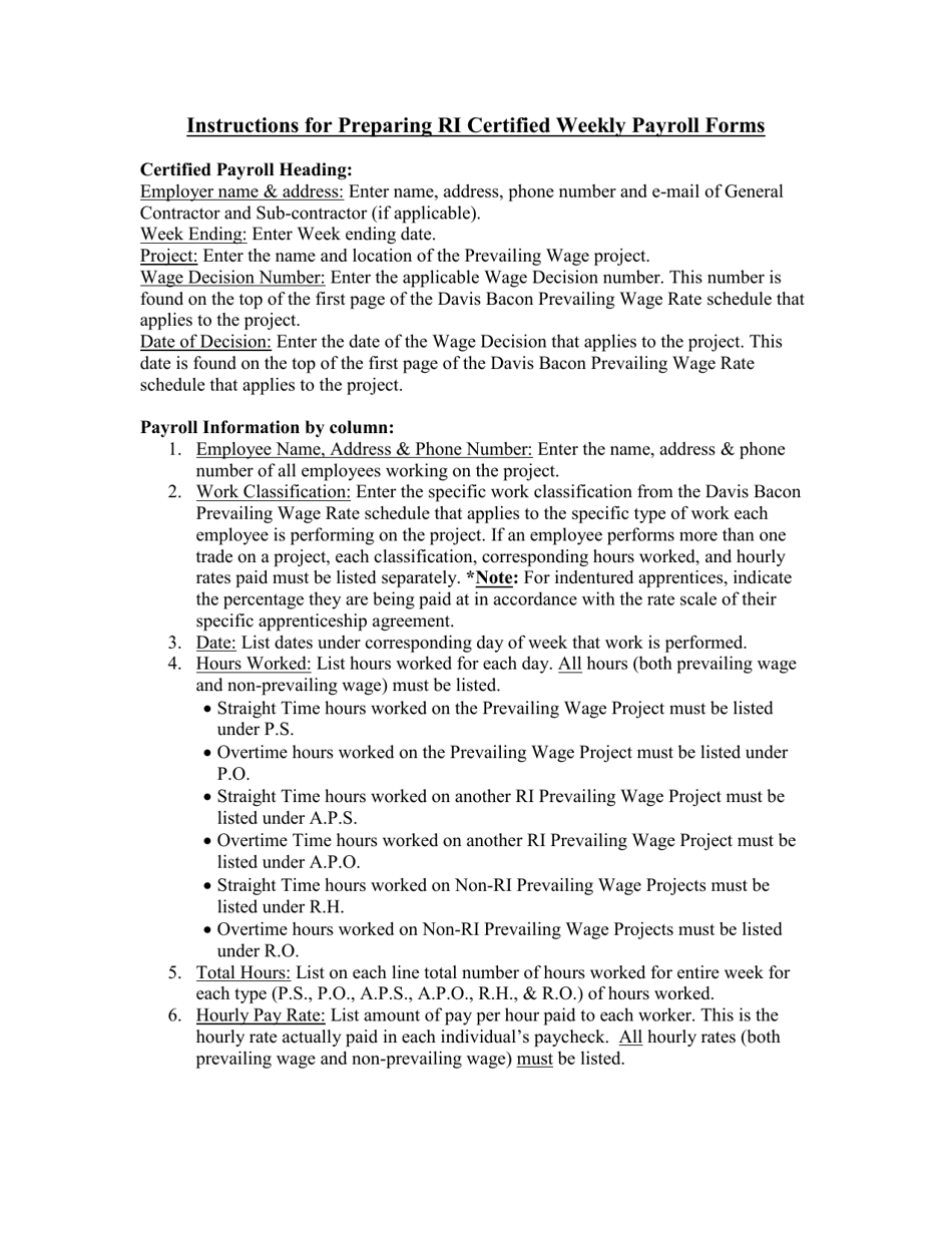 Download Instructions for Form DLTWRS1 Rhode Island Certified Weekly