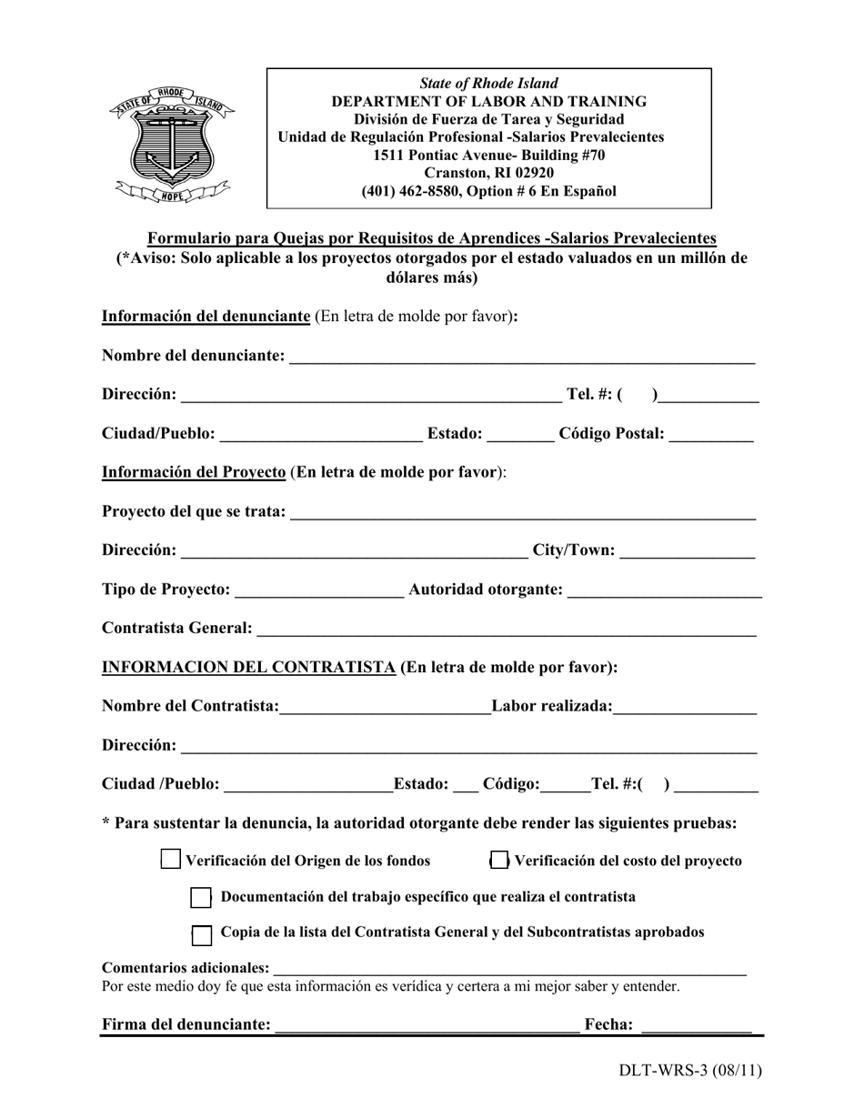 Formulario DLTWRS3 Fill Out, Sign Online and Download Fillable PDF