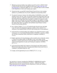 Proposed Prevailing Wage Contract Addendum for State/Quasi - Rhode Island, Page 2
