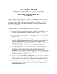 Document preview: Proposed Prevailing Wage Contract Addendum for State/Quasi - Rhode Island