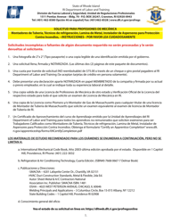 Document preview: Tecnicos Montador De Tuberias, Lamina De Metal, Proteccion Contra Incendios, Instalador De Aspersores Y Refrigeracion Solicitud De Examen - Rhode Island (Spanish)