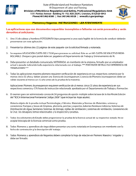 Document preview: Plomeros Y Regantes - Solicitud De Examen Y Aprendiz - Rhode Island (Spanish)