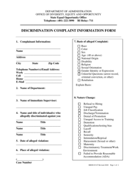 Discrimination Complaint Information Form - Rhode Island