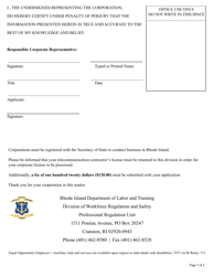 Form DLT-L106 Telecommunications Corporate Application Form - Rhode Island, Page 3