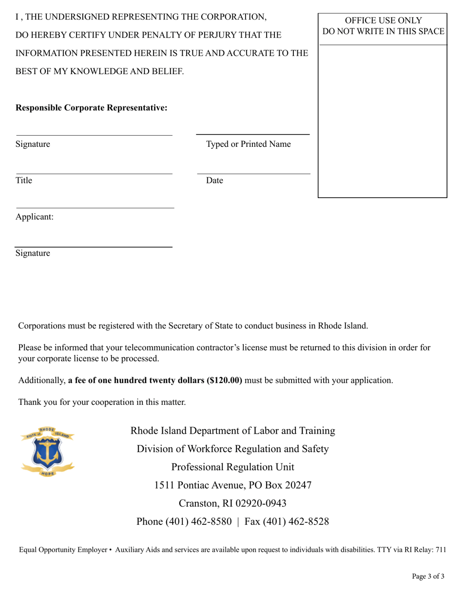 Form DLTL106 Fill Out, Sign Online and Download Fillable PDF, Rhode
