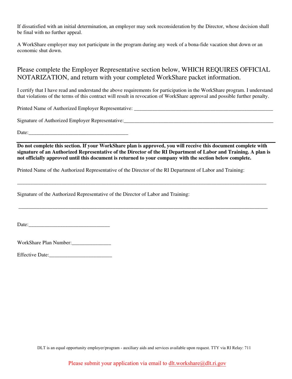 Workshare Application Packet - Rhode Island, Page 2