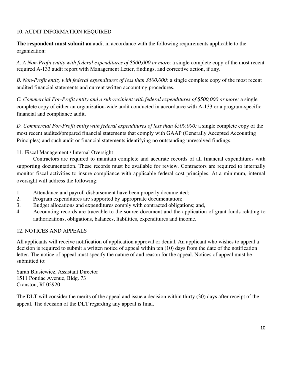 Incumbent Worker Training Program Application - Rhode Island, Page 10