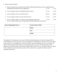 Incumbent Worker Training Program Application - Rhode Island, Page 2
