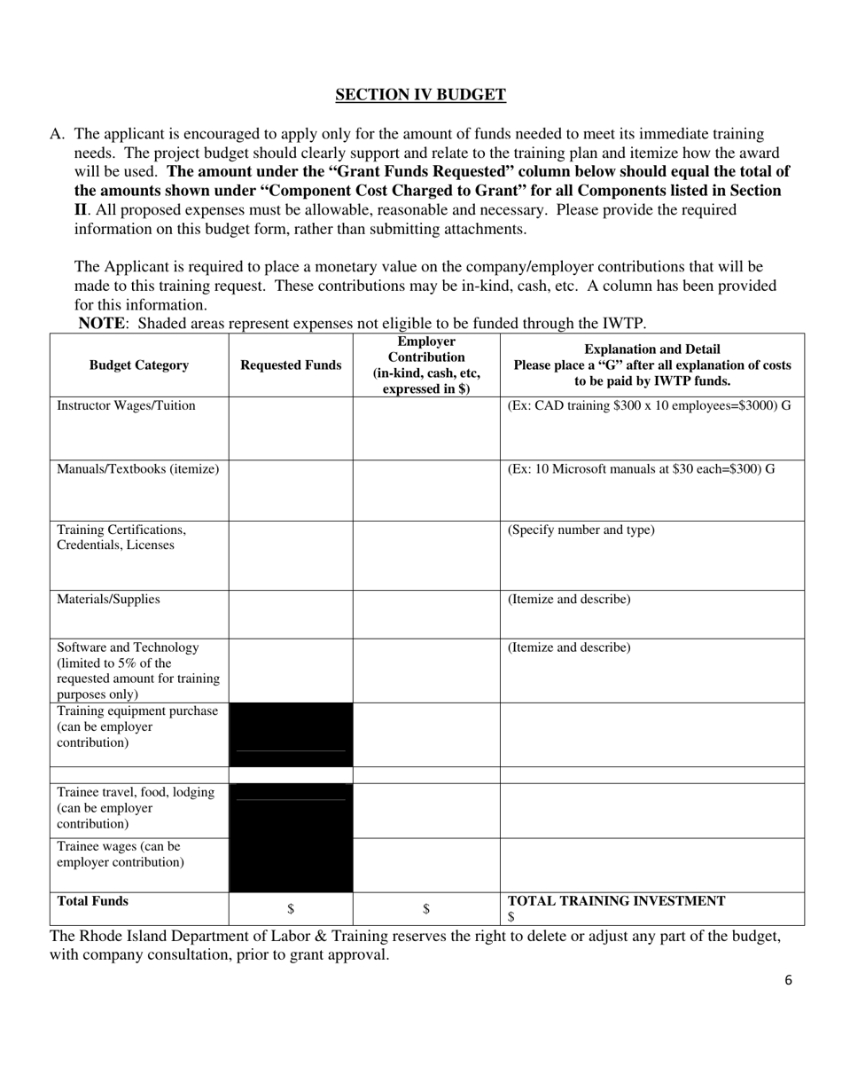 Incumbent Worker Training Program Application - Rhode Island, Page 6