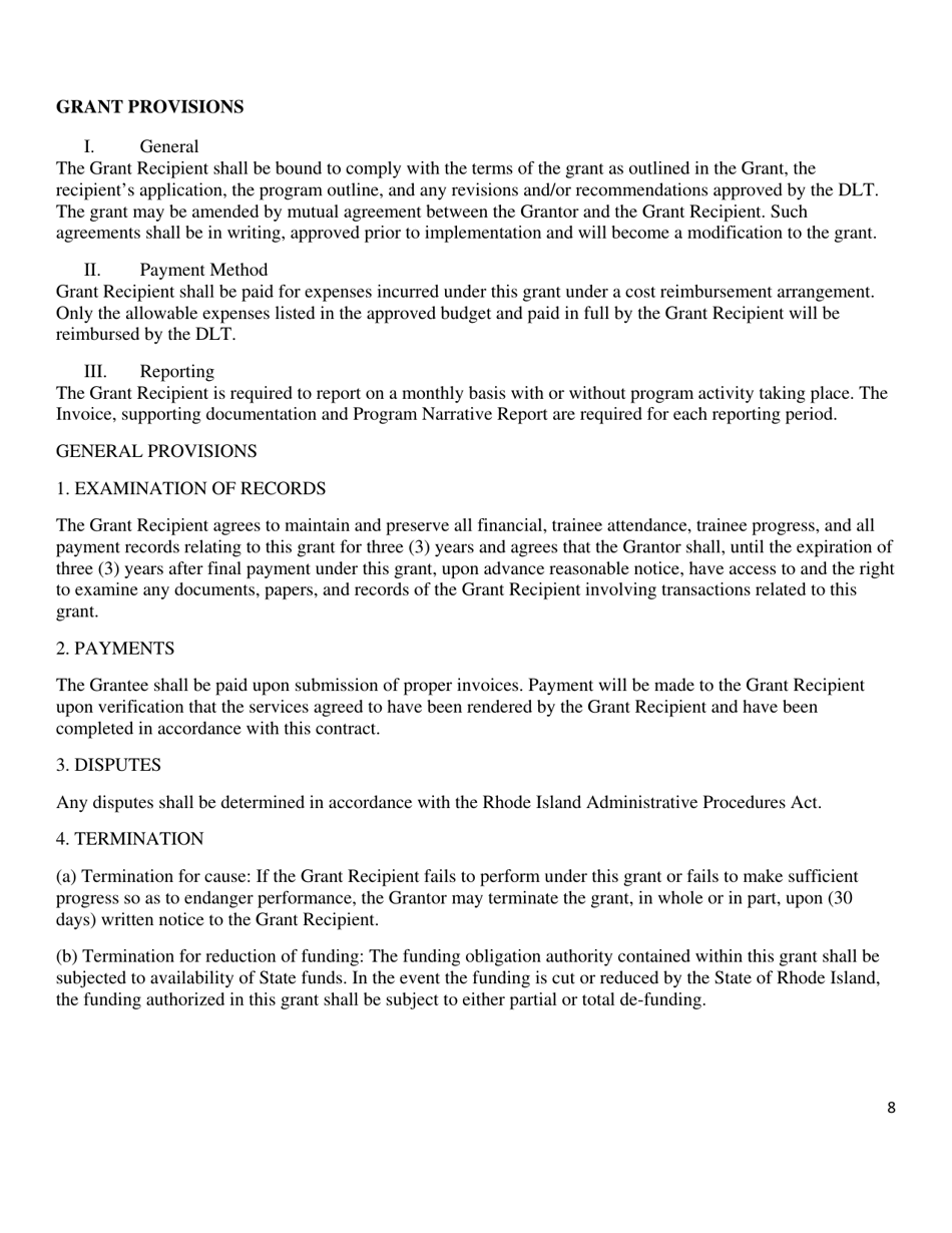 Incumbent Worker Training Program Application - Rhode Island, Page 8