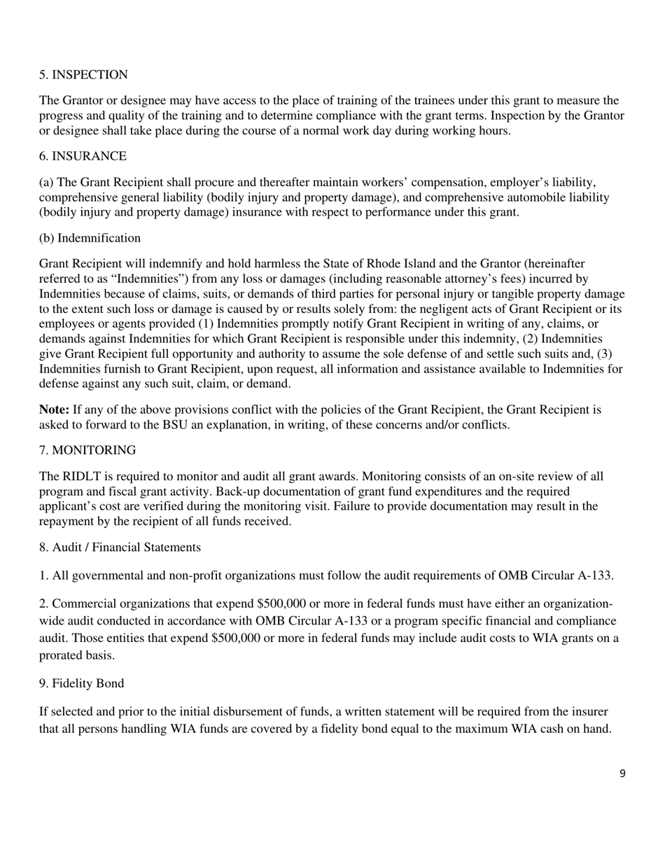 Incumbent Worker Training Program Application - Rhode Island, Page 9