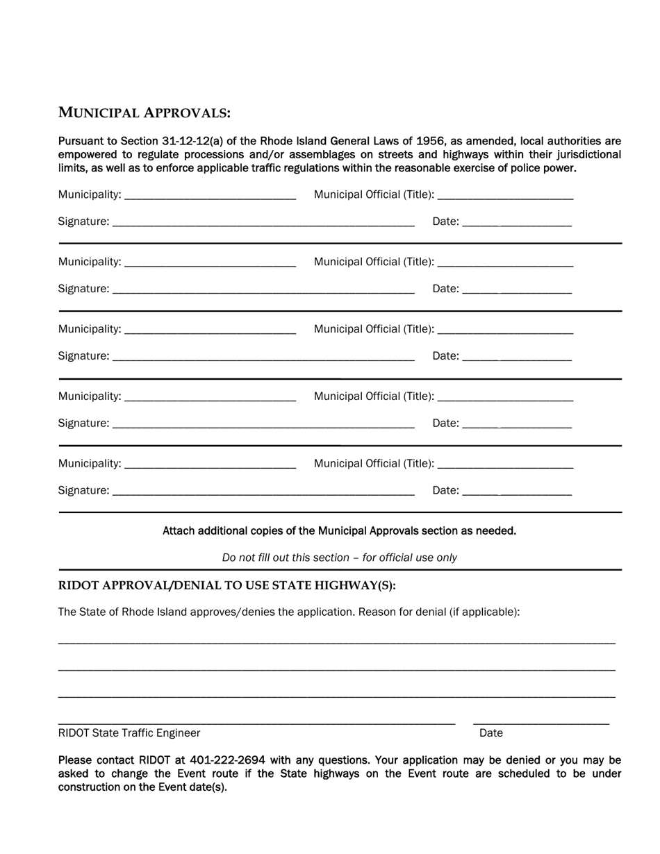 Parade / Event Permit - Rhode Island, Page 3
