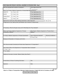 New Product, Material, Equipment or Process Form - Rhode Island, Page 2