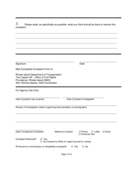 Ada Complaint Form - Rhode Island, Page 2