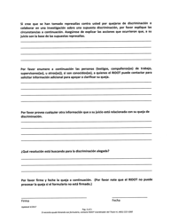 Titulo VI/Garantia De No Discriminacion Formulario De Queja - Rhode Island (Spanish), Page 3