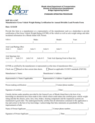 Document preview: Manufacturer Gross Vehicle Weight Rating Certification for Annual Divisible Load Permits Form - Rhode Island
