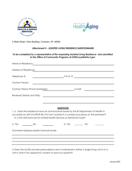 Document preview: Attachment 5 Assisted Living Residence Questionnaire - Rhode Island