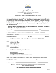 Document preview: Certificate of Medical Necessity for Disposable Gloves - Rhode Island
