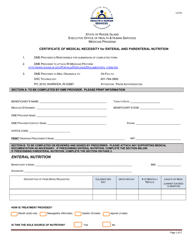 Document preview: Certificate of Medical Necessity for Enteral and Parenteral Nutrition - Rhode Island