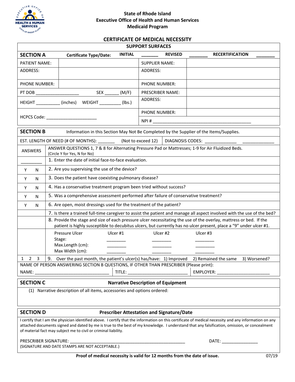 Rhode Island Certificate of Medical Necessity for Pressure Reducing Rhode Island Certificate of Medical Necessity for Pressure Reducing