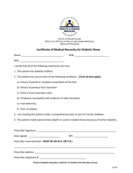 Document preview: Certificate of Medical Necessity for Diabetic Shoes - Rhode Island