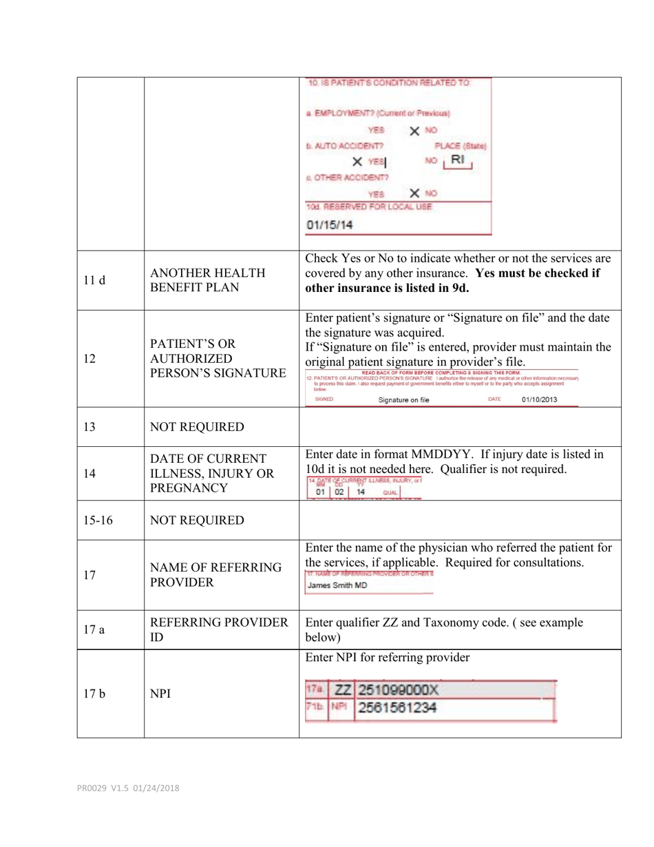 Instructions for Form CMS-1500 Health Insurance Claim Form - Rhode Island, Page 2