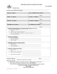 Document preview: Provider Change of Information Form - Rhode Island