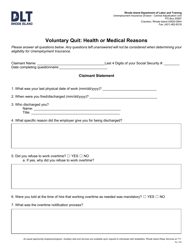 Document preview: Voluntary Quit: Health or Medical Reasons - Rhode Island