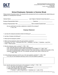 Document preview: School Employees: Semester or Summer Break - Rhode Island