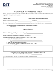Document preview: Voluntary Quit: Not Paid Correct Amount - Rhode Island