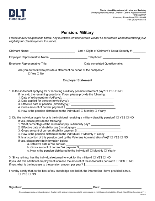 Pension: Military - Rhode Island