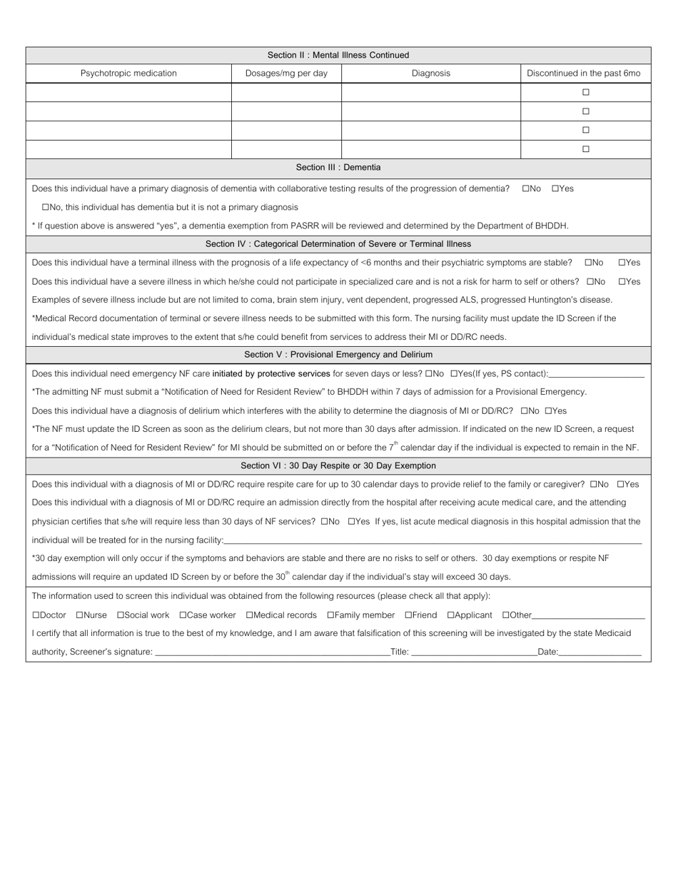 Form MA / PAS-1 Level I Identification for Mi and Dd - Rhode Island, Page 2